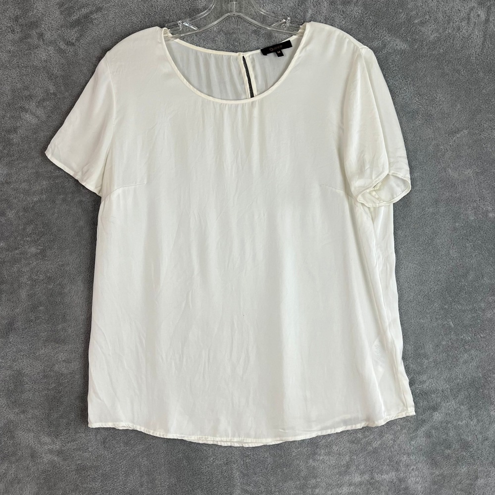 Quince Washable Stretch Silk Tee Womens M Ivory Lightweight Minimalist Luxury